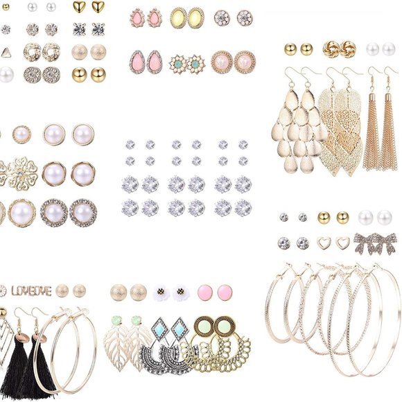 ❤️❤️ NEW 63 Pairs Assorted Multiple Stud Earrings for Women Simple Cute Flow❤️❤️ main image 10